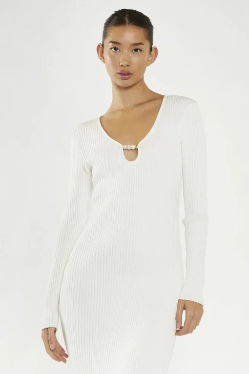 Glamorous Day Dresses|Party Dresses|Off-White Bead Detail Maxi-Dress -