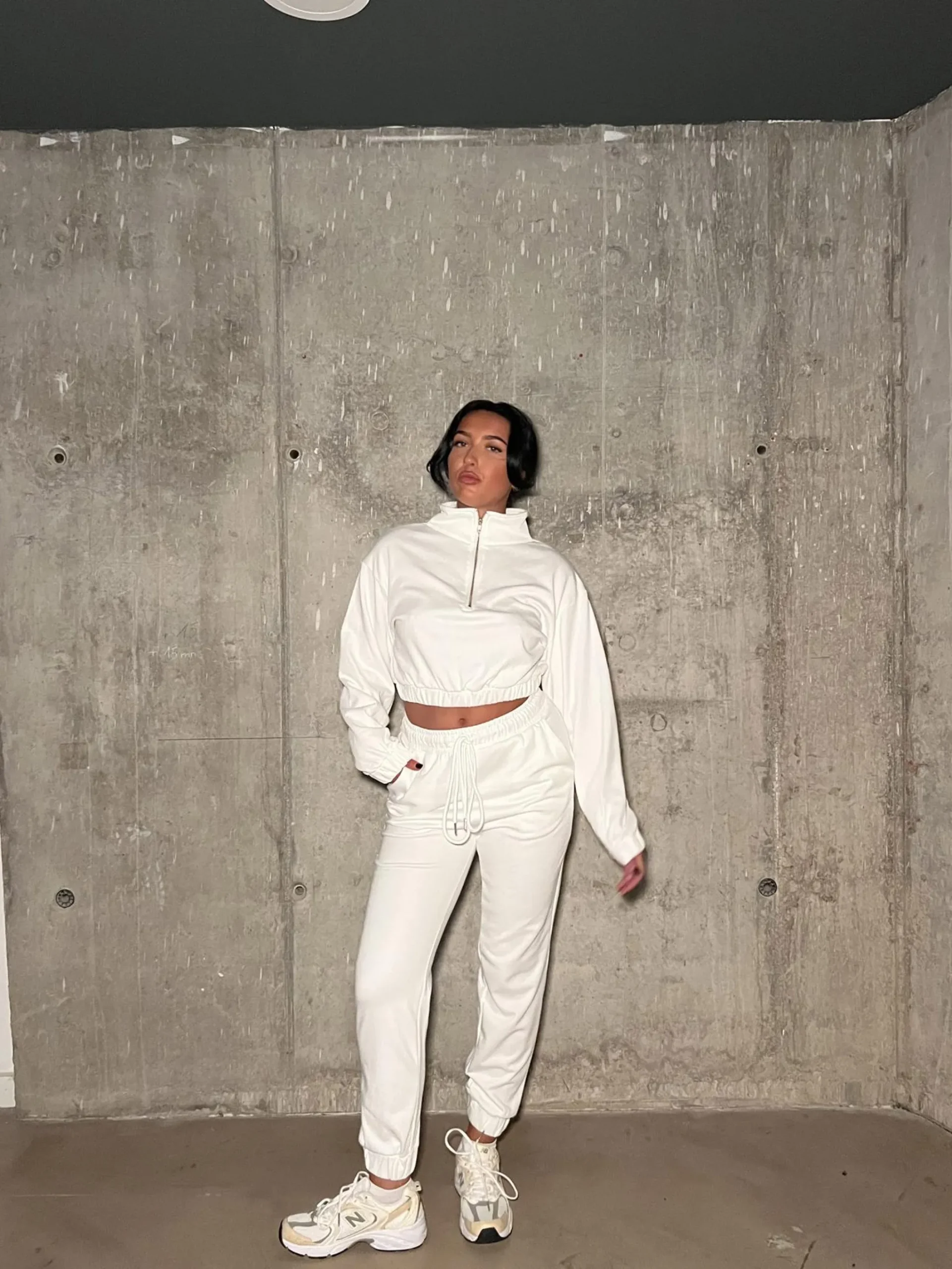 Glamorous Loungewear|Off-White Half-Zip Top -