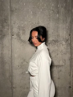 Glamorous Loungewear|Off-White Half-Zip Top -