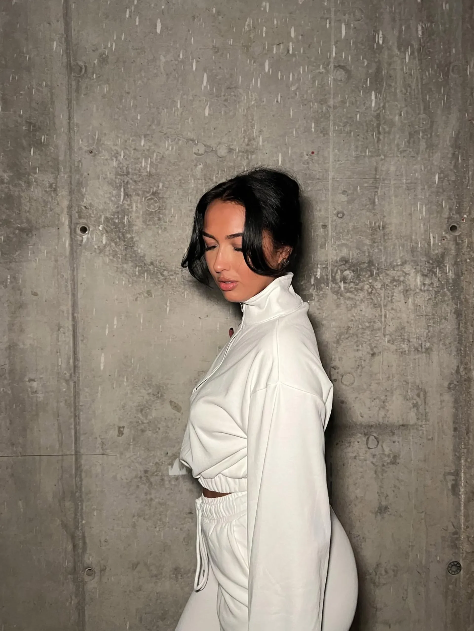 Glamorous Loungewear|Off-White Half-Zip Top -