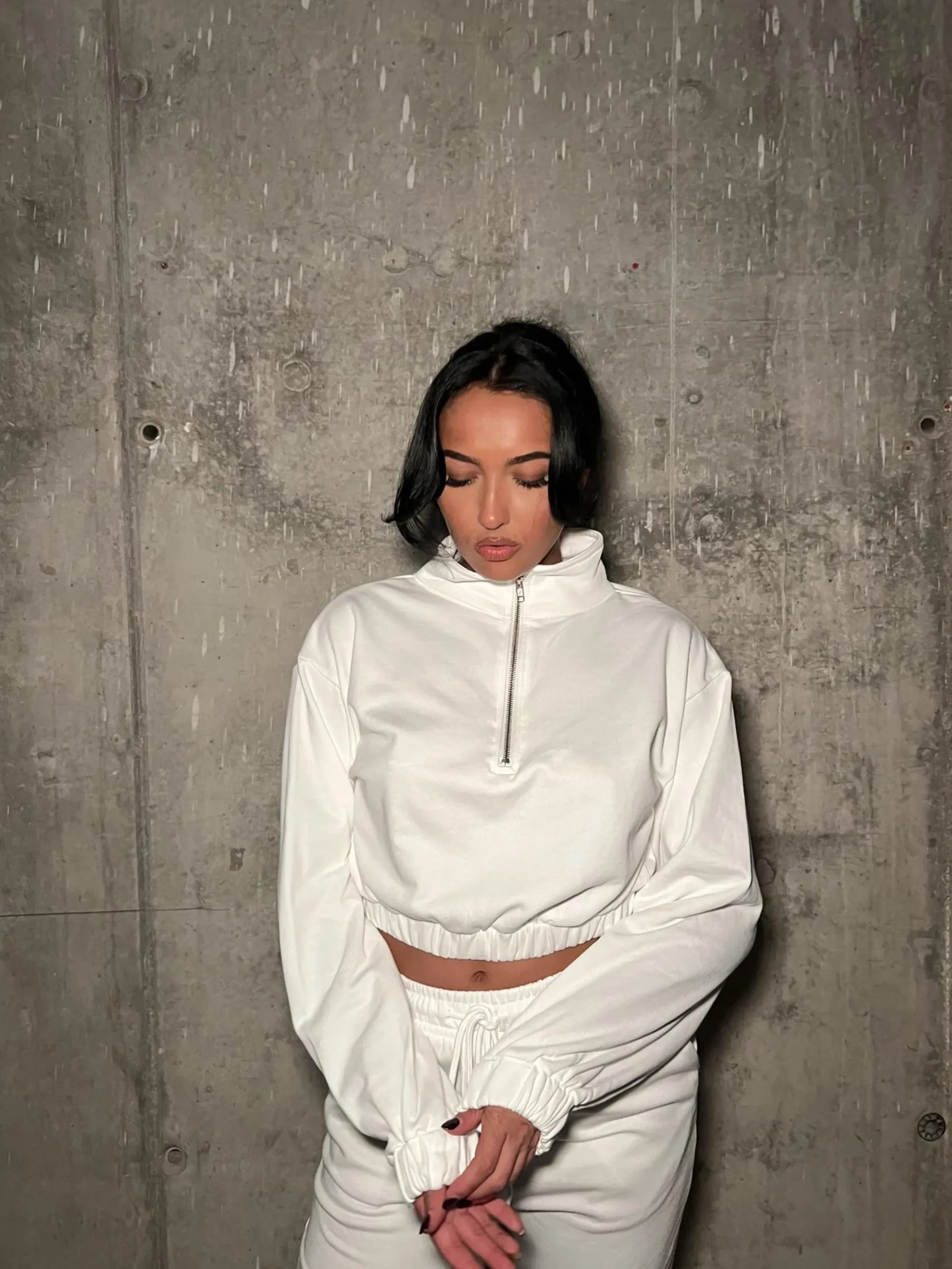 Glamorous Loungewear|Off-White Half-Zip Top -