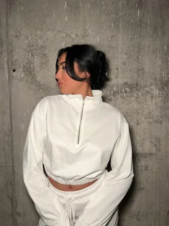 Glamorous Loungewear|Off-White Half-Zip Top -