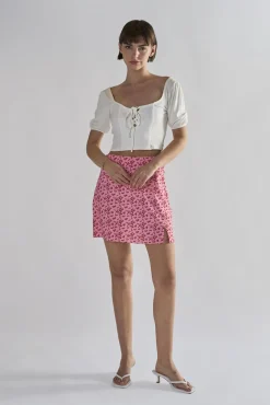 Glamorous Tops & T-shirts|Off-White Tie-Front-Crop-Tops -
