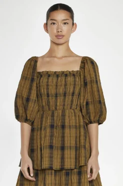 Glamorous Day Dresses|Maxi Dresses|Olive-Check Tiered Maxi-Dress -