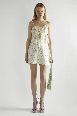 Glamorous Co-ords|Mini Skirts|Orange-Pink Spring-Floral A-Line Mini-Skirt -