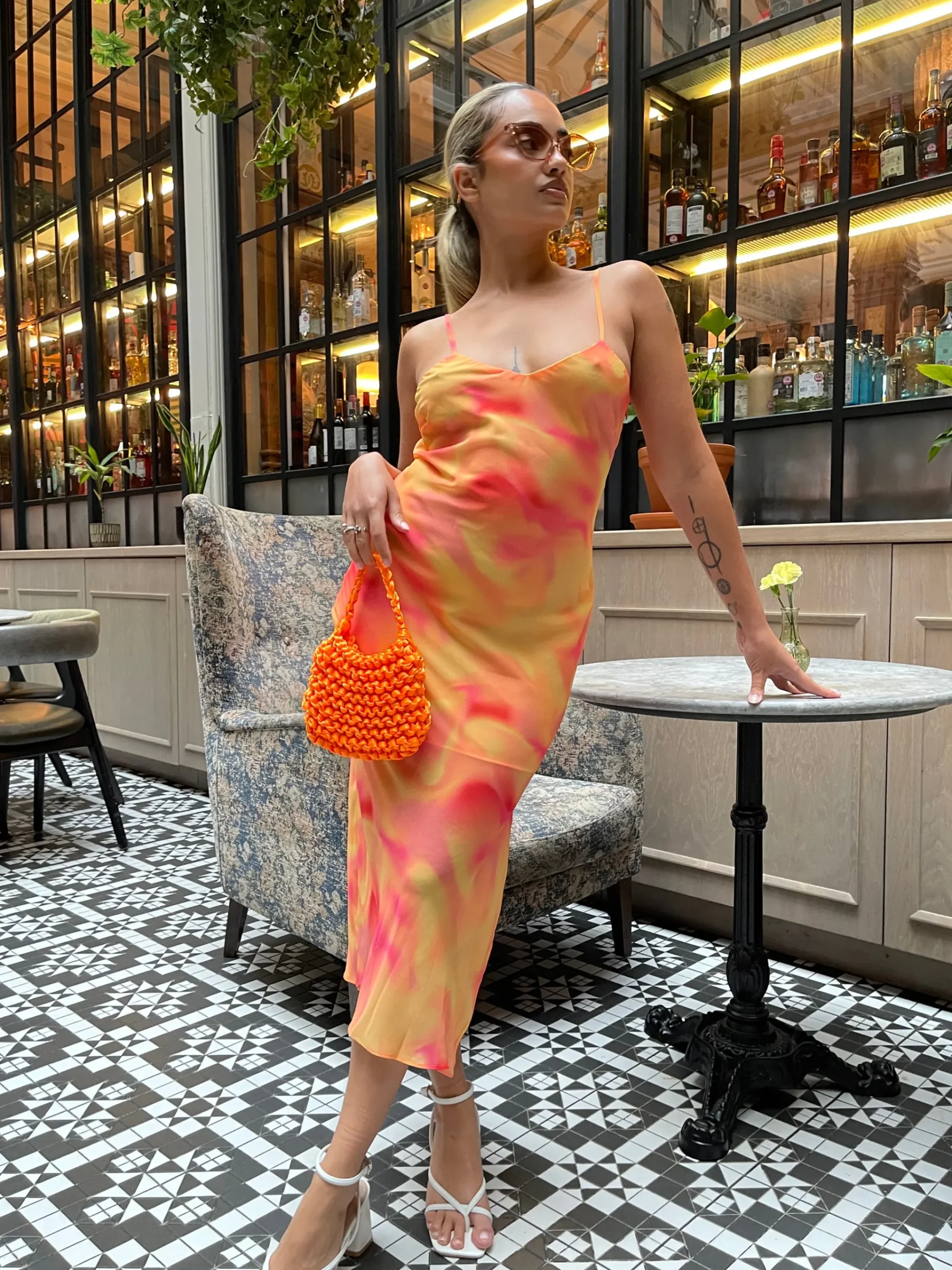 Glamorous Graduation|Chic Escapes|Orange-Yellow Tie-Dye Cami Slip Midi-Dress -