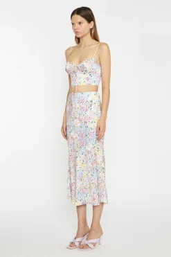 Glamorous Chic Escapes|Co-ords|Painted Multi-Floral Ruched Bust Cup Crop-Top -