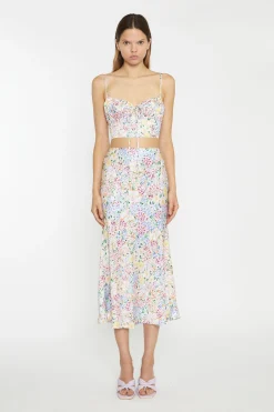 Glamorous Chic Escapes|Co-ords|Painted Multi-Floral Ruched Bust Cup Crop-Top -