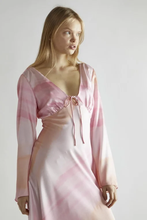 Glamorous Day Dresses|Midi & Midaxi Dresses|Pastel Digital Tie-dye V-Neck Midi-Dress -