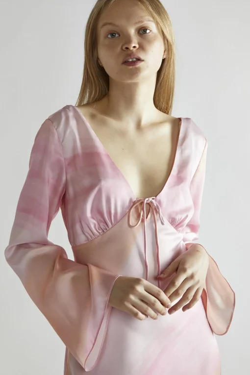 Glamorous Day Dresses|Midi & Midaxi Dresses|Pastel Digital Tie-dye V-Neck Midi-Dress -