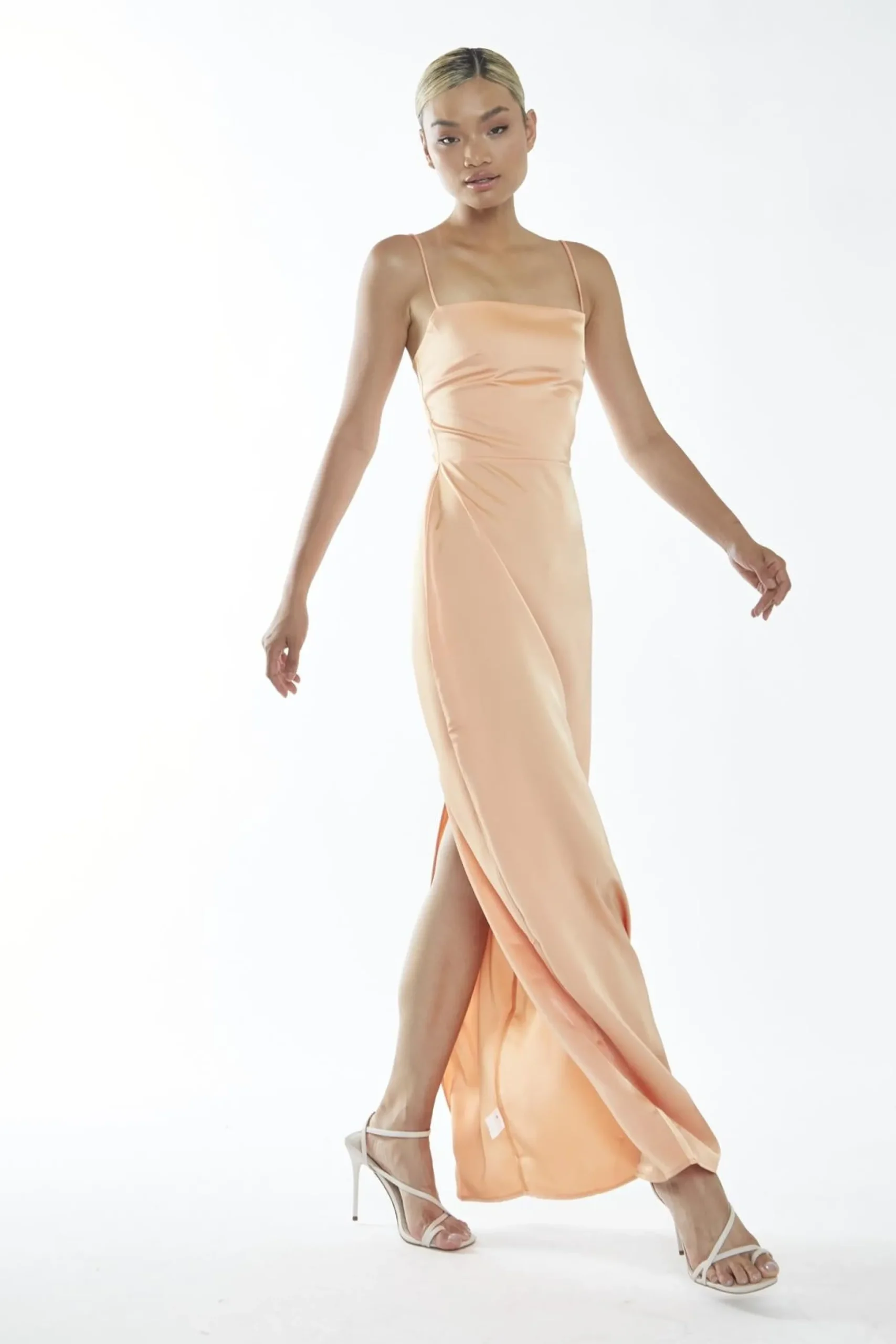 Glamorous Maxi Dresses|Maxi Dresses|Peach Spaghetti Strap Maxi-Dress -