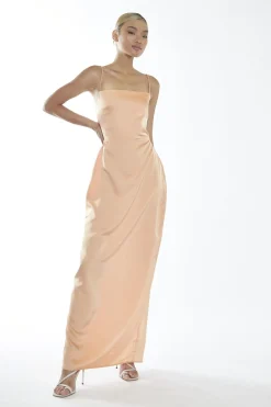 Glamorous Maxi Dresses|Maxi Dresses|Peach Spaghetti Strap Maxi-Dress -