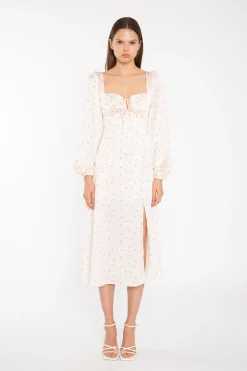 Glamorous Day Dresses|Midi & Midaxi Dresses|Peach-Pink Daisy Milkmaid Midi-Dress -