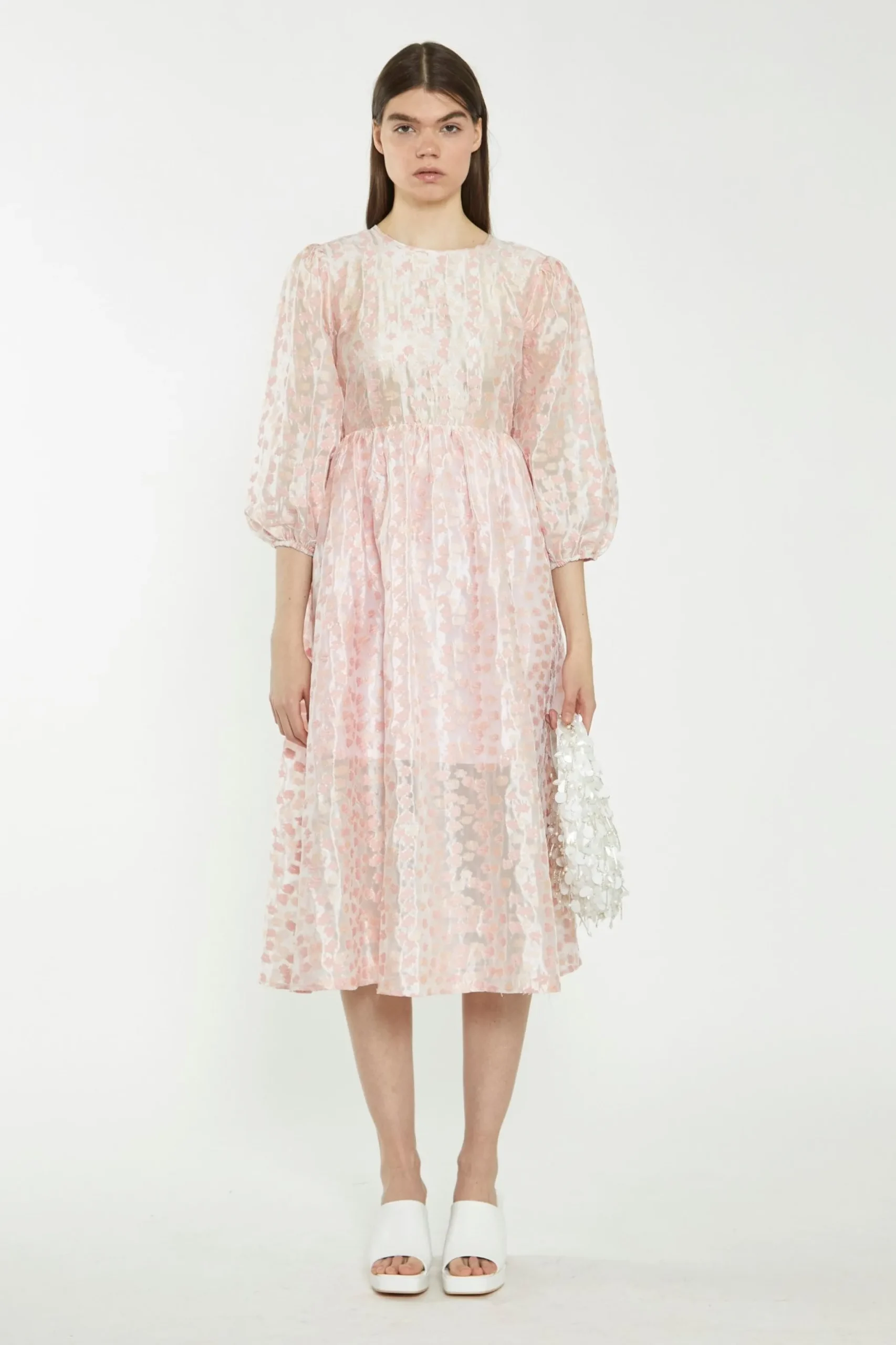 Glamorous Best Dressed Guest|Chic Escapes|Pink Flower Organza Midi Dress -