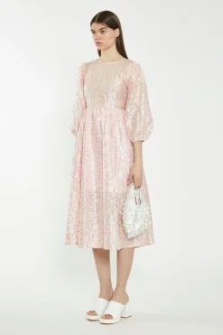 Glamorous Best Dressed Guest|Chic Escapes|Pink Flower Organza Midi Dress -