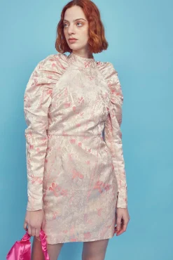 Glamorous Go To Partywear|Mini Dresses|Pink Metallic- Brocade Mini Dress -