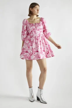 Glamorous Day Dresses|Mini Dresses|Pink Roses Skater Mini-Dress -