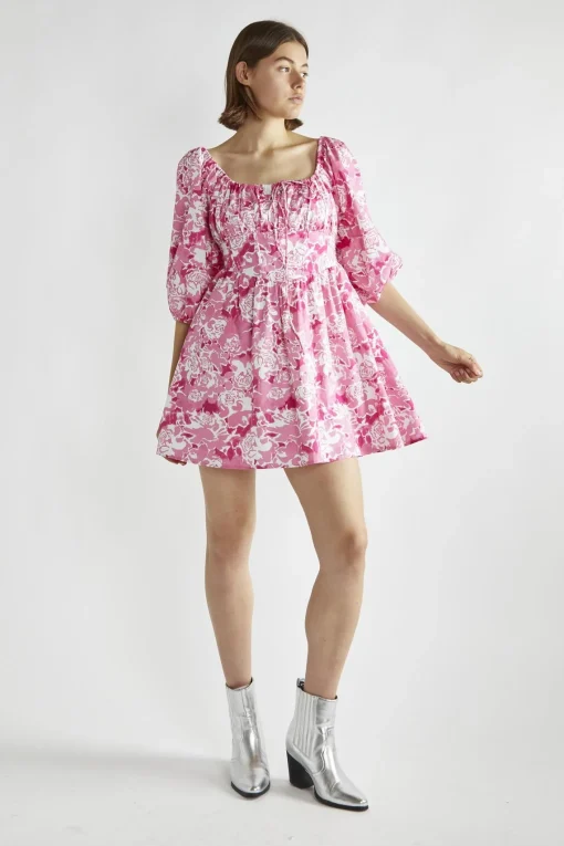 Glamorous Day Dresses|Mini Dresses|Pink Roses Skater Mini-Dress -