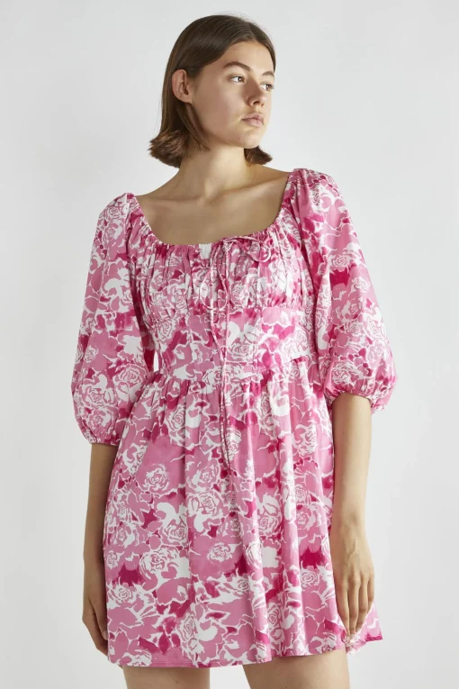 Glamorous Day Dresses|Mini Dresses|Pink Roses Skater Mini-Dress -