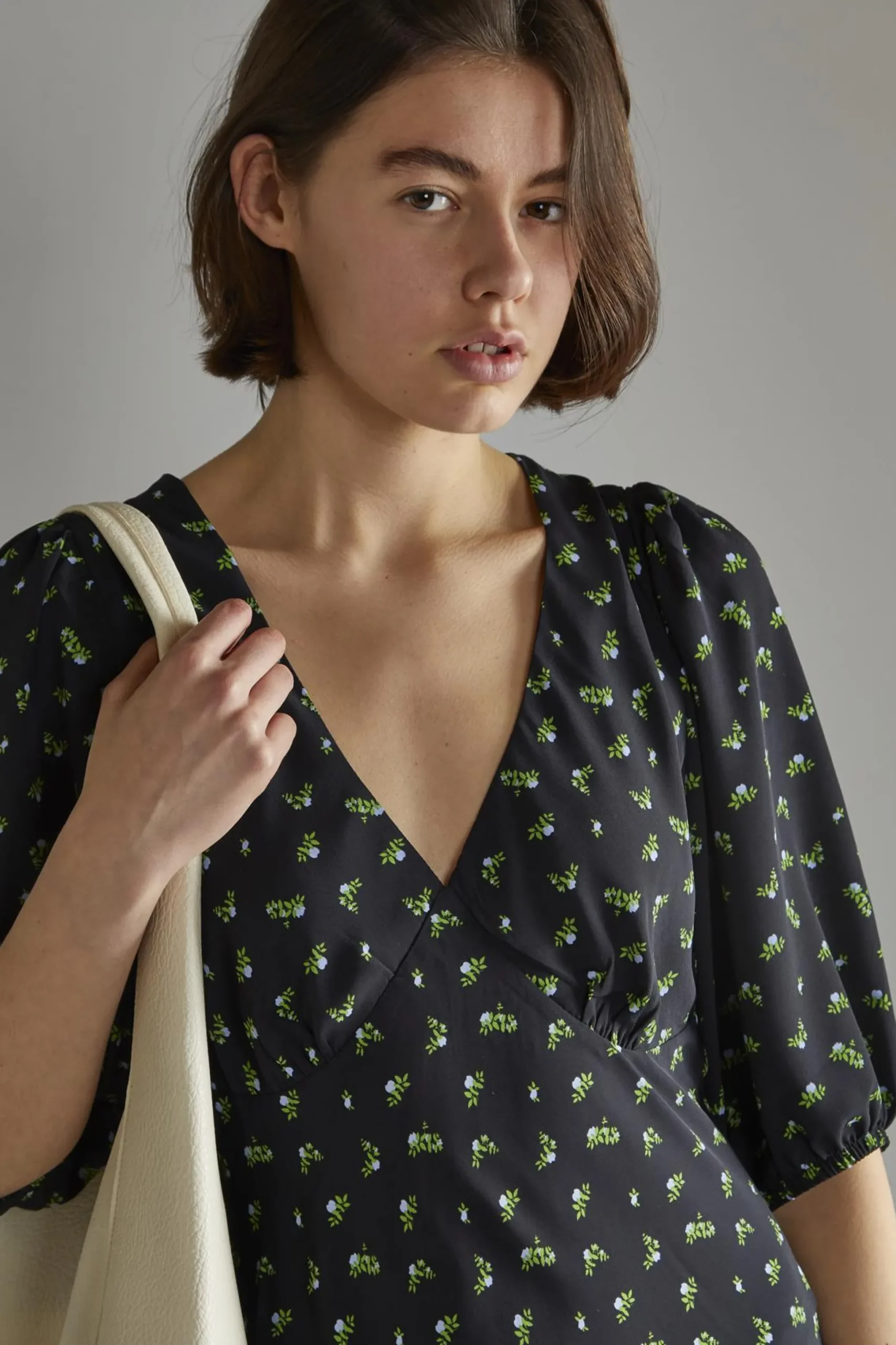 Glamorous Day Dresses|Midi & Midaxi Dresses|Pink Vintage Bud-Floral V-neck Tea Midi-Dress -