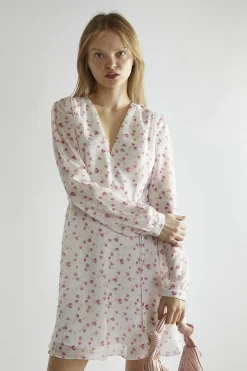 Glamorous Day Dresses|Mini Dresses|Pink Watercolour-Floral V-Neck Mini-Dress -