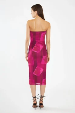 Glamorous Day Dresses|Midi & Midaxi Dresses|Pink-Block Mesh Bandeau Bodycon Midaxi-Dress -