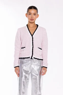 Glamorous Cardigans|Pink-Multi Diamante-Buttons Cardigan -