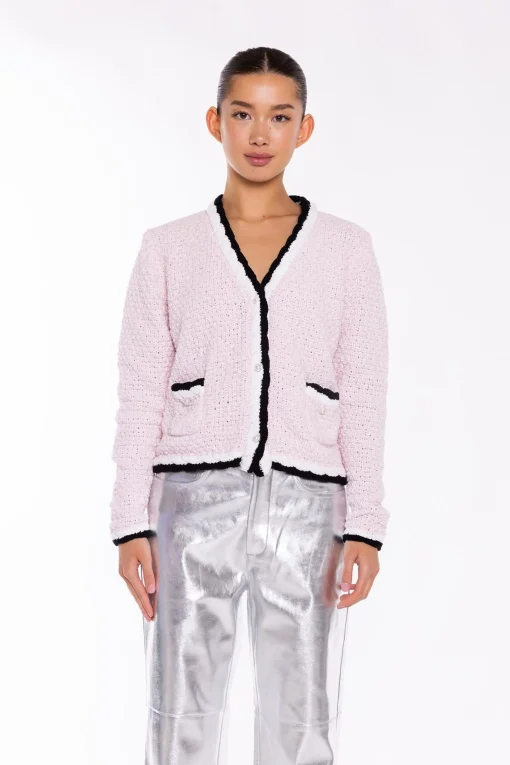 Glamorous Cardigans|Pink-Multi Diamante-Buttons Cardigan -