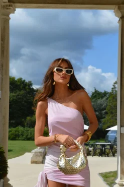 Glamorous Chic Escapes|Day Dresses|Pink-White Ombre Mesh Asymmetric Ruched Mini-Dress -
