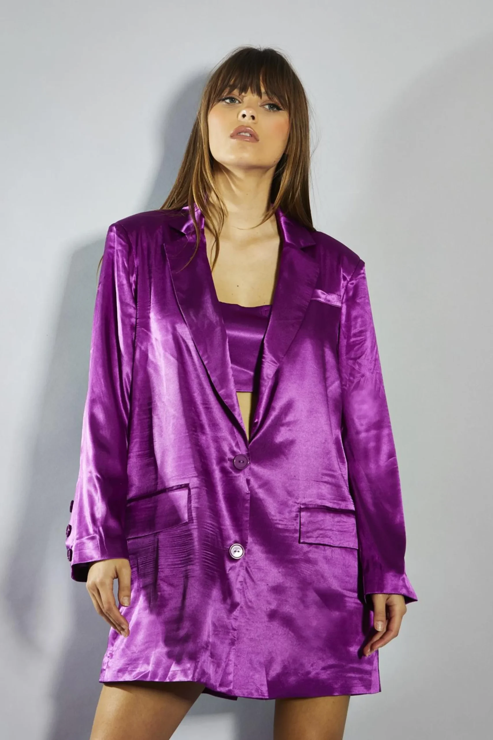Glamorous Go To Partywear|Blazers|Purple Classic Oversized-Blazer -