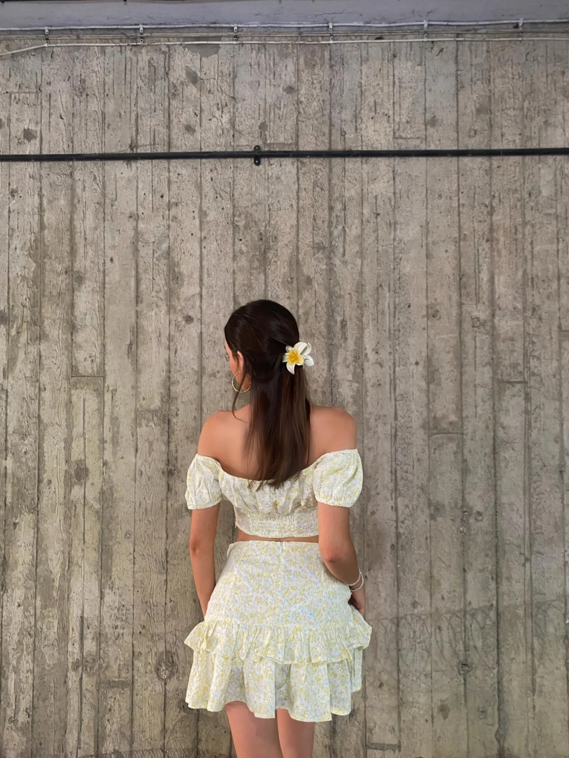 Glamorous Tops|Co-ords|Quinn Co-ord Gathered Bandeau Crop-Top -Pale-Yellow Ditsy -