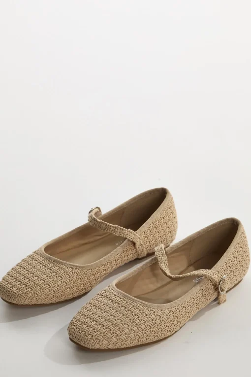 Glamorous Flat Shoes|Raffia Mary-Jane Ballet-Flats -