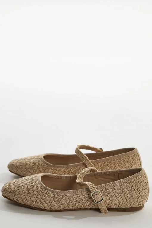 Glamorous Flat Shoes|Raffia Mary-Jane Ballet-Flats -