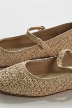 Glamorous Flat Shoes|Raffia Mary-Jane Ballet-Flats -