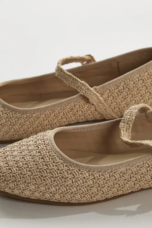 Glamorous Flat Shoes|Raffia Mary-Jane Ballet-Flats -