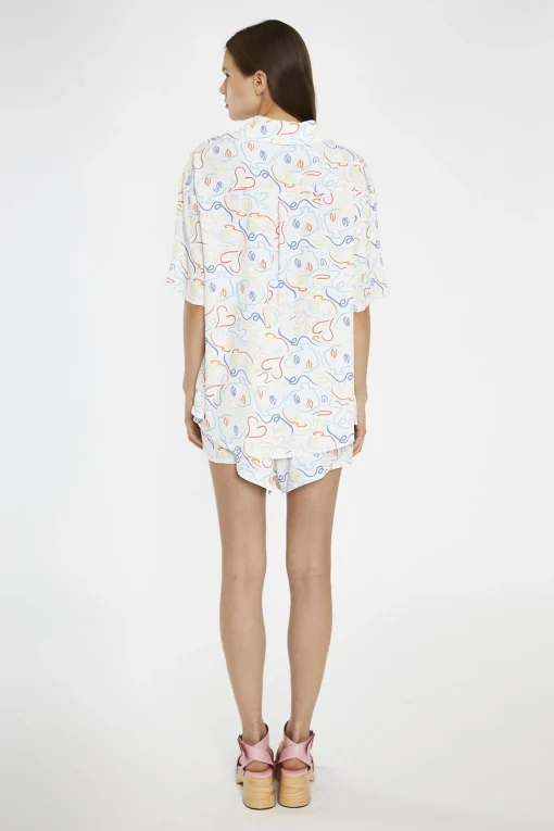 Glamorous Co-ords|Blouses & Shirts|Rainbow-Face Print Oversized-Shirt -
