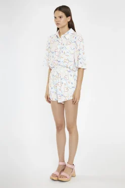 Glamorous Co-ords|Blouses & Shirts|Rainbow-Face Print Oversized-Shirt -