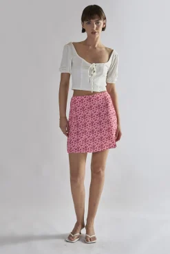Glamorous Mini Skirts|Raspberry-Ditsy A-Line Mini-Skirts -