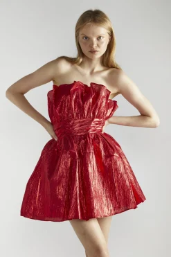 Glamorous Day Dresses|Mini Dresses|Red Callie Gathered-Bandeau Mini-Dress -