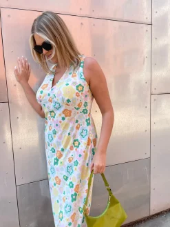 Glamorous Best Dressed Guest|Day Dresses|Retro Spring-Floral V-Neck Bias-Cut Maxi-Dress -