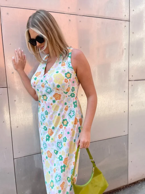 Glamorous Best Dressed Guest|Day Dresses|Retro Spring-Floral V-Neck Bias-Cut Maxi-Dress -