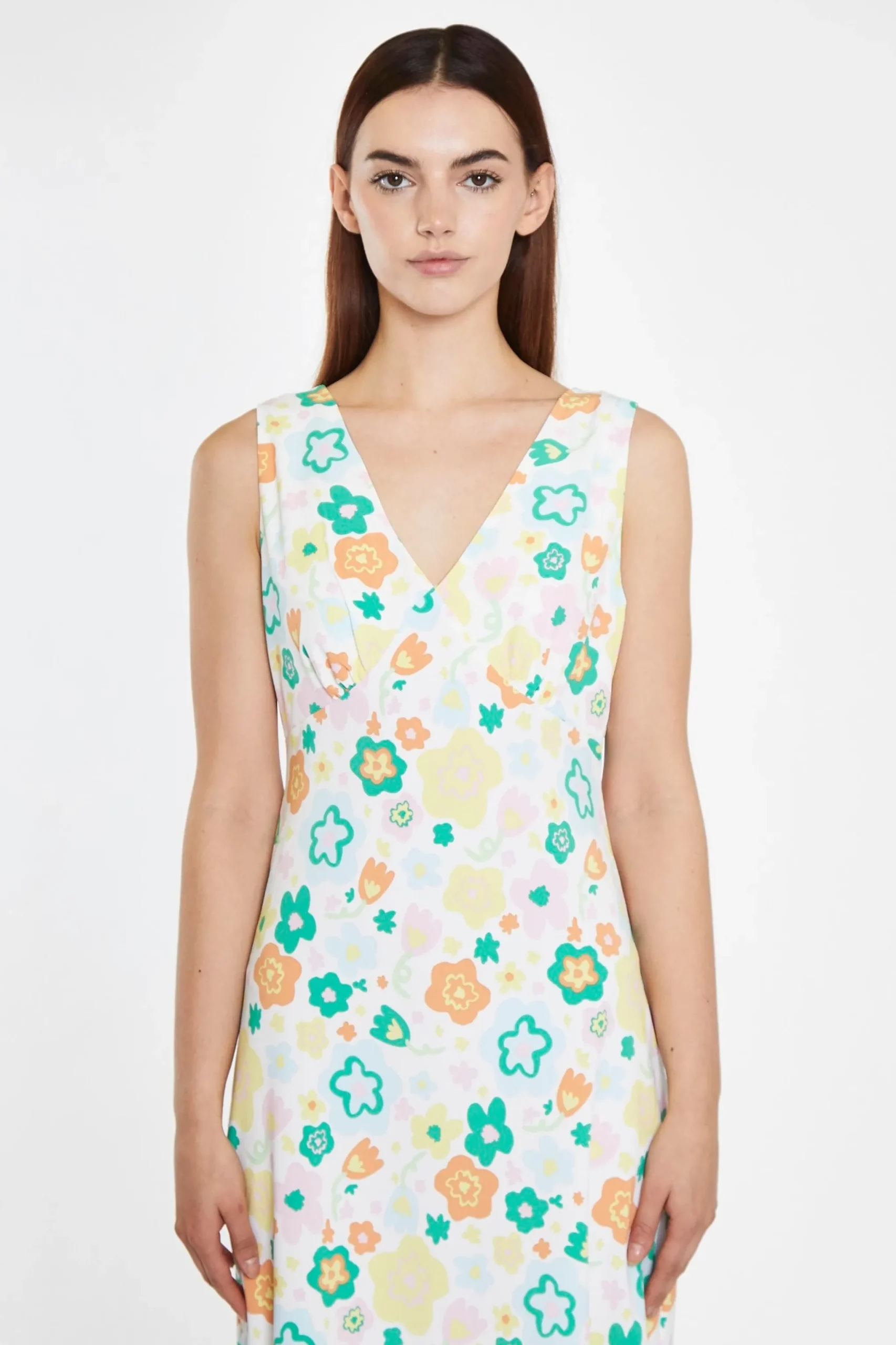 Glamorous Best Dressed Guest|Go To Partywear|Retro Spring-Floral V-Neck Bias-Cut Maxi-Dress -