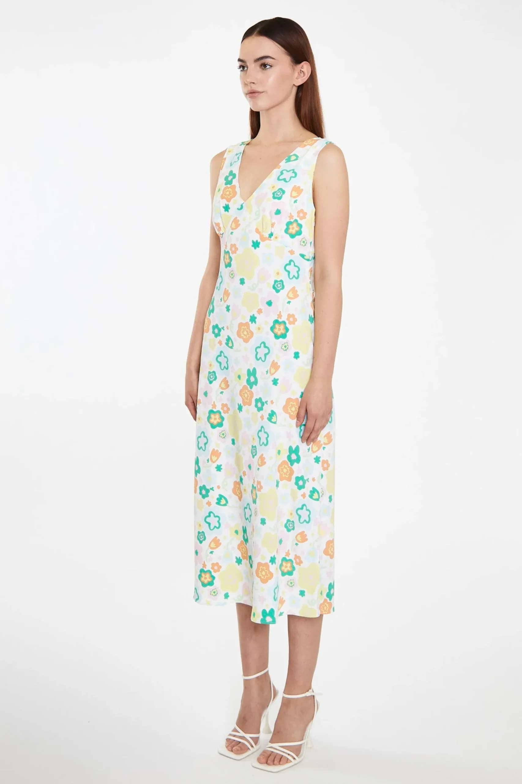 Glamorous Best Dressed Guest|Go To Partywear|Retro Spring-Floral V-Neck Bias-Cut Maxi-Dress -