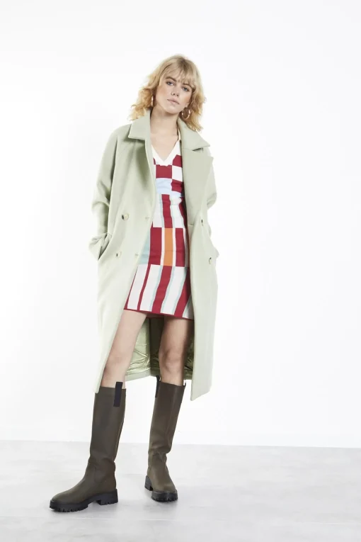 Glamorous Coats|Sage Collared Long-Line Coat -
