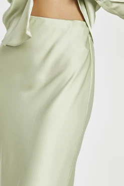 Glamorous Going Out Skirts|Satin Skirts|Sage-Satin Bia-Cut Midi-Skirt -