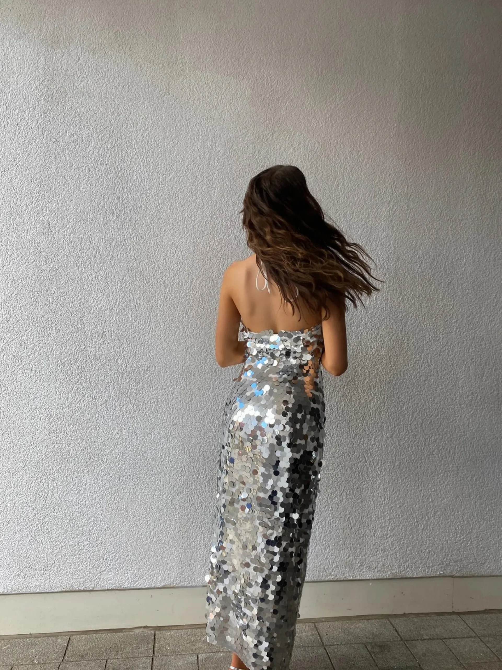 Glamorous Dresses|Prom|Selena Halterneck Sequin Maxi Dress -Silver -