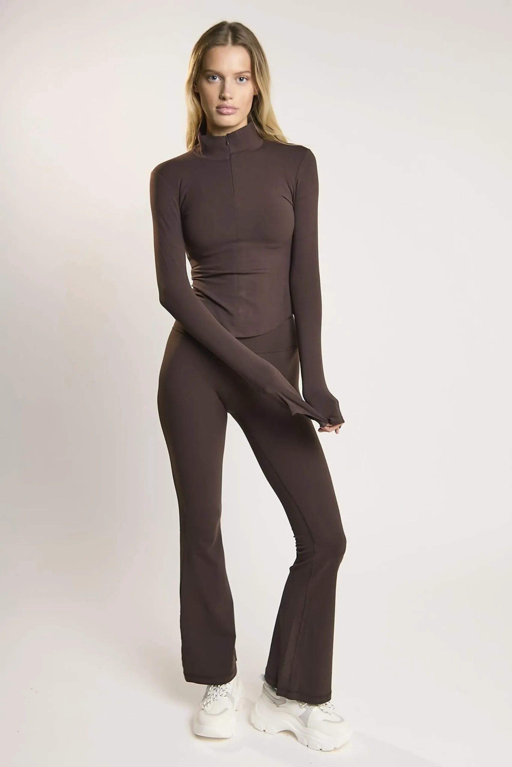 Glamorous Tops|Signature Espresso Half-Zip Top -