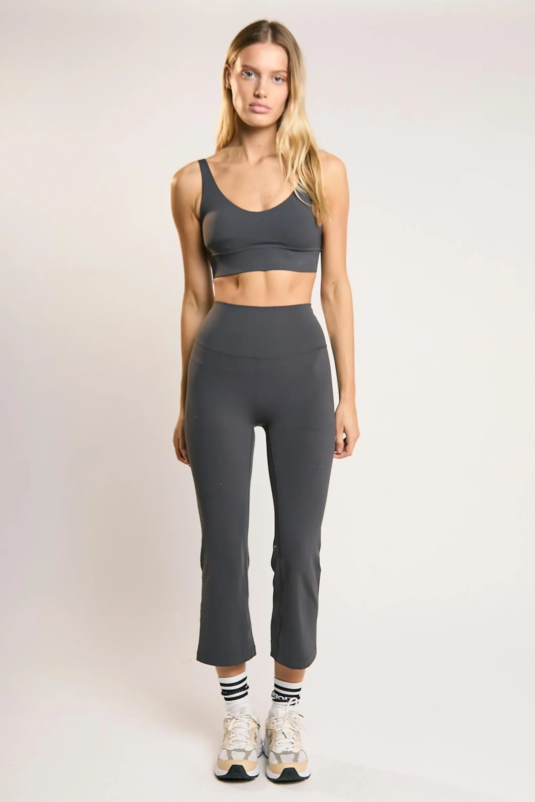 Glamorous Tops|Signature Graphite-Grey Scoop-Neck Crop-Top -