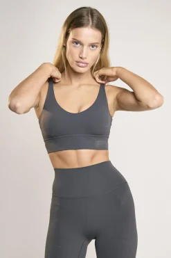 Glamorous Tops|Signature Graphite-Grey Scoop-Neck Crop-Top -