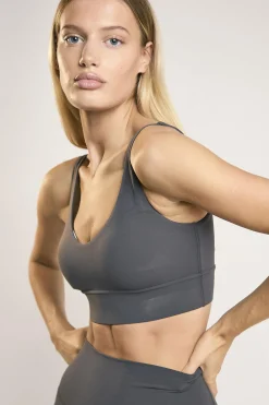 Glamorous Tops|Signature Graphite-Grey Scoop-Neck Crop-Top -